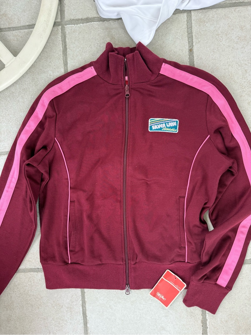 Mossimo Supply Co. Burgundy Jacket with Teal & Yellow Silver Lake Patch NWT